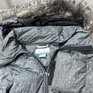 Columbia Women's Icy‎ Heights II Down Jacket Parka Gray X-large Faux Fur Trim